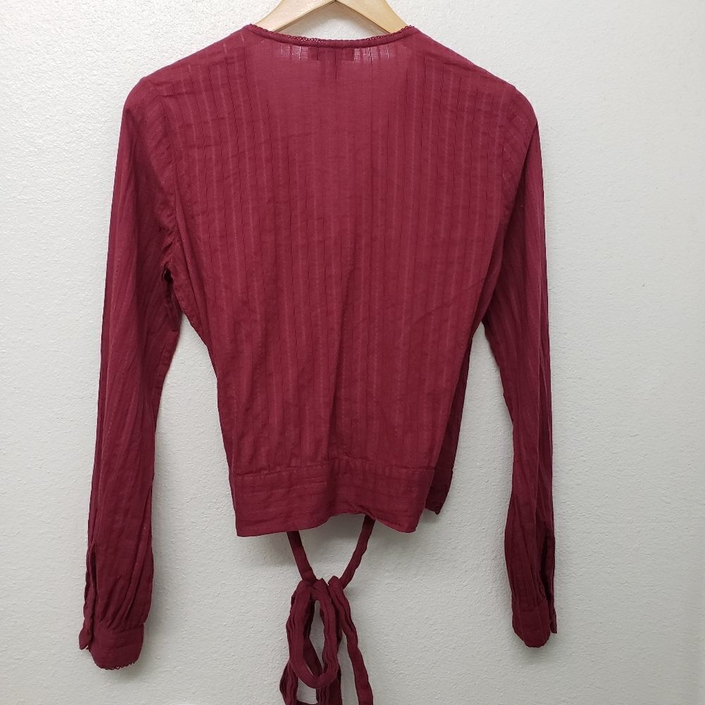 PAIGE Burgundy Wrap Blouse - Picture 5 of 6